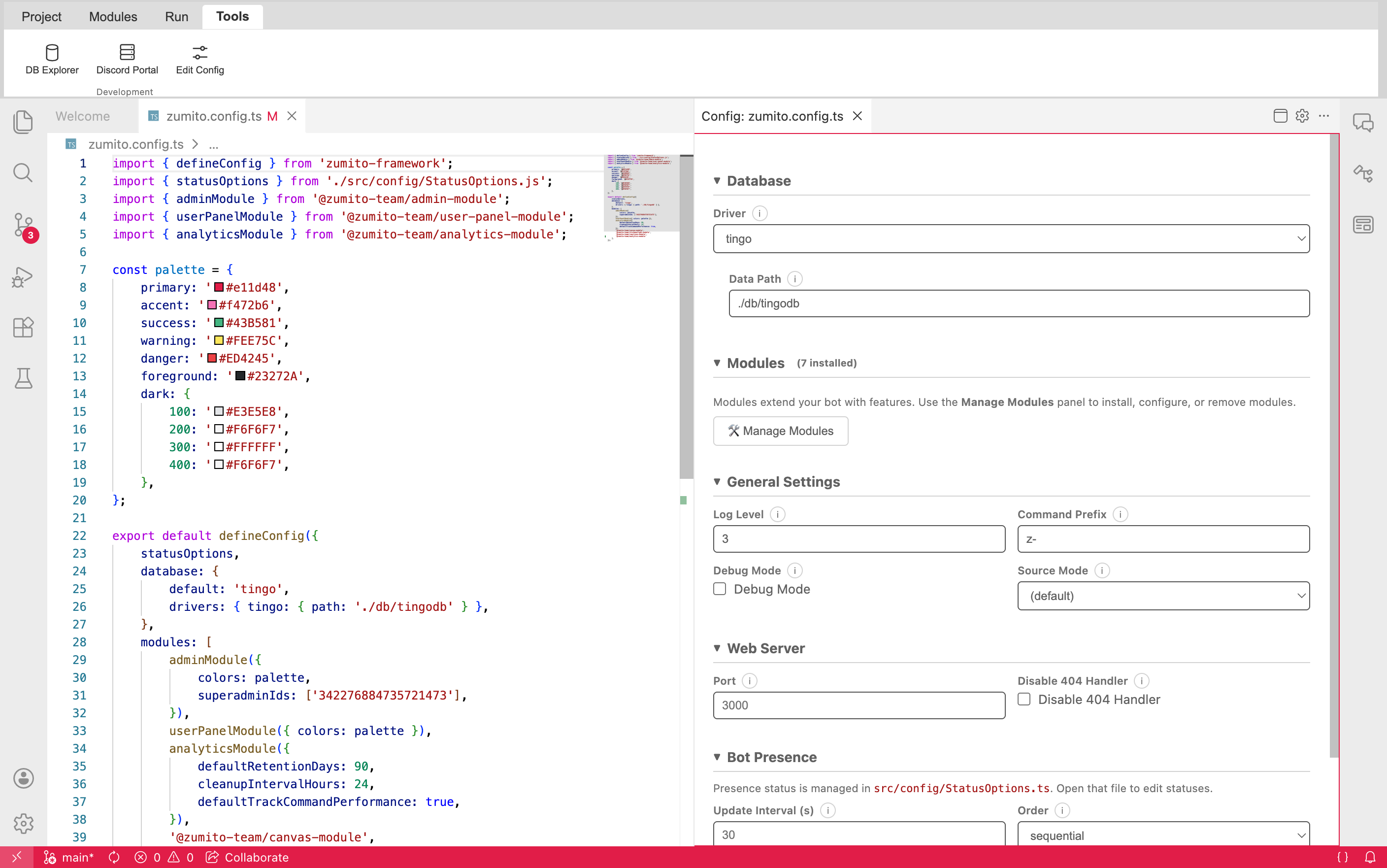 Bot configuration editor